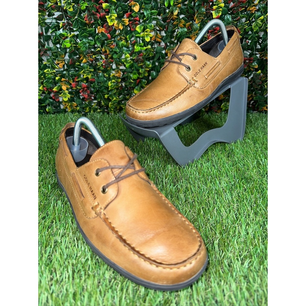 7.5 Cole Haan New Harbor 2 Eye II Boat Shoes British Tan Brown Leather Men's 7.5